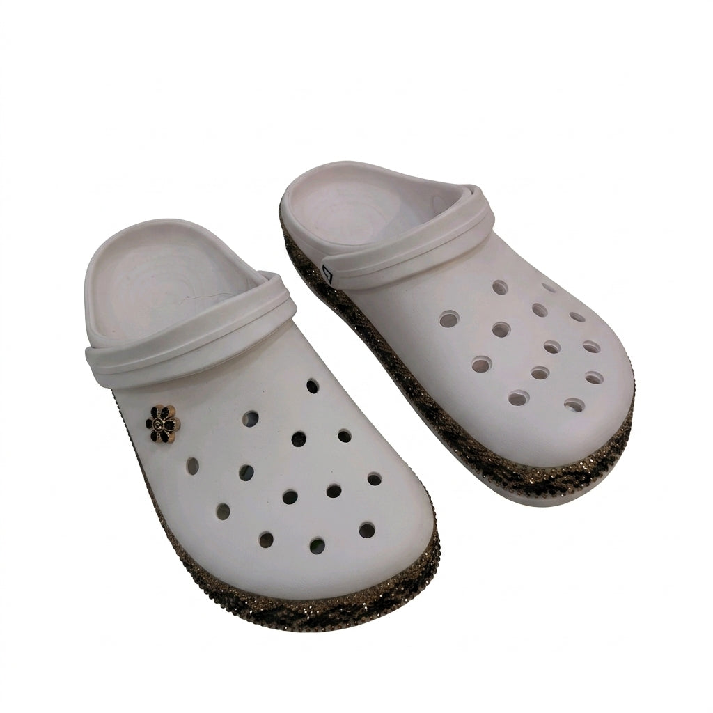 Women Decorative Clogs With Rhinestone Trim