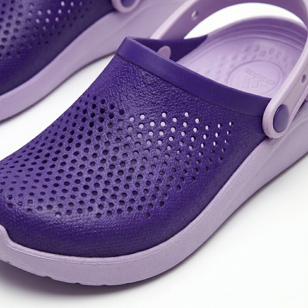 Girls Perforated Clog Sandals With Back Strap