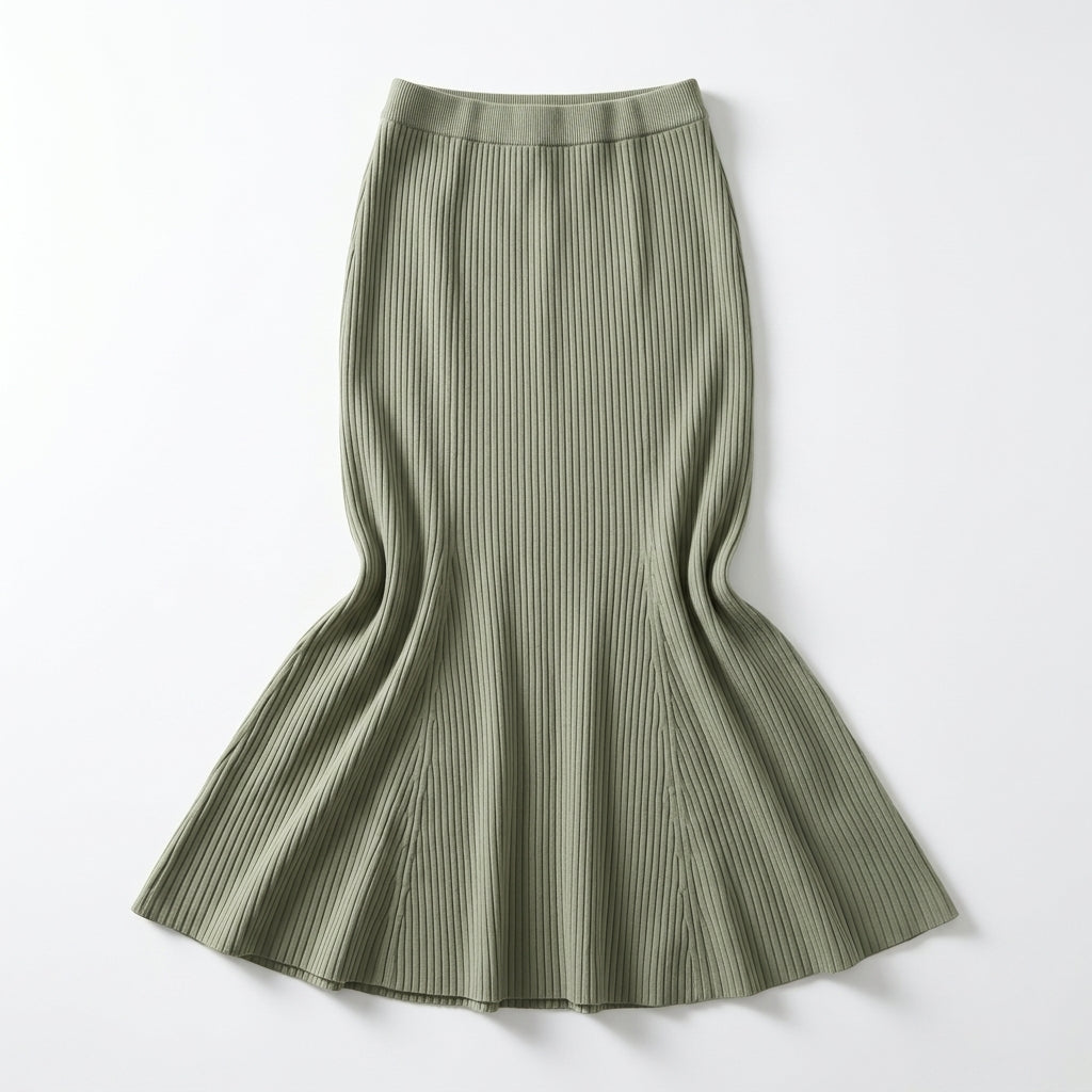 Women Basic Maxi Skirt With Side Slit