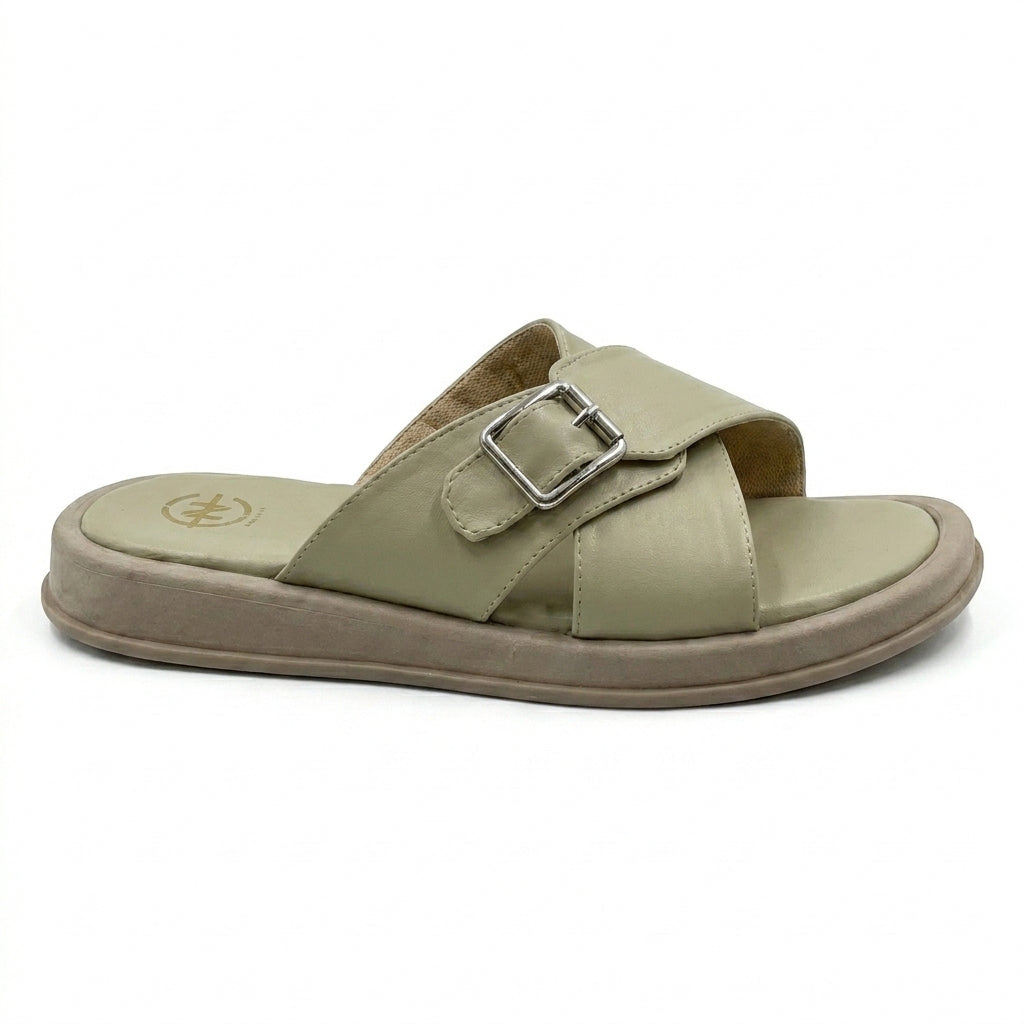 Cross Strap Buckle Slide Slipper