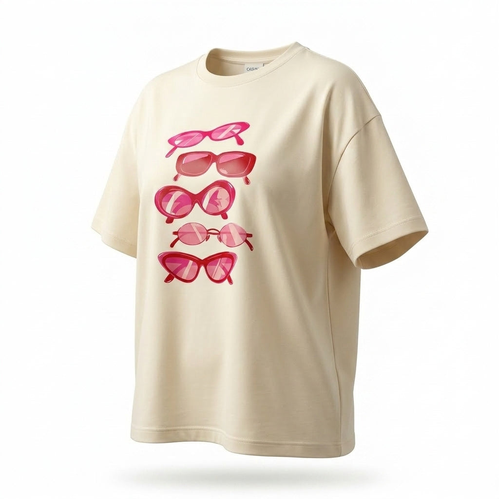 Casual Men Sunglasses Graphic T Shirt