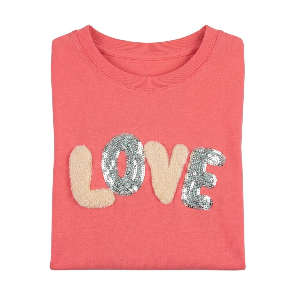Girls Love Sequin Graphic T Shirt