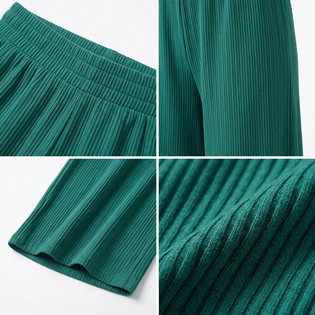 Textured Wide Leg Pants