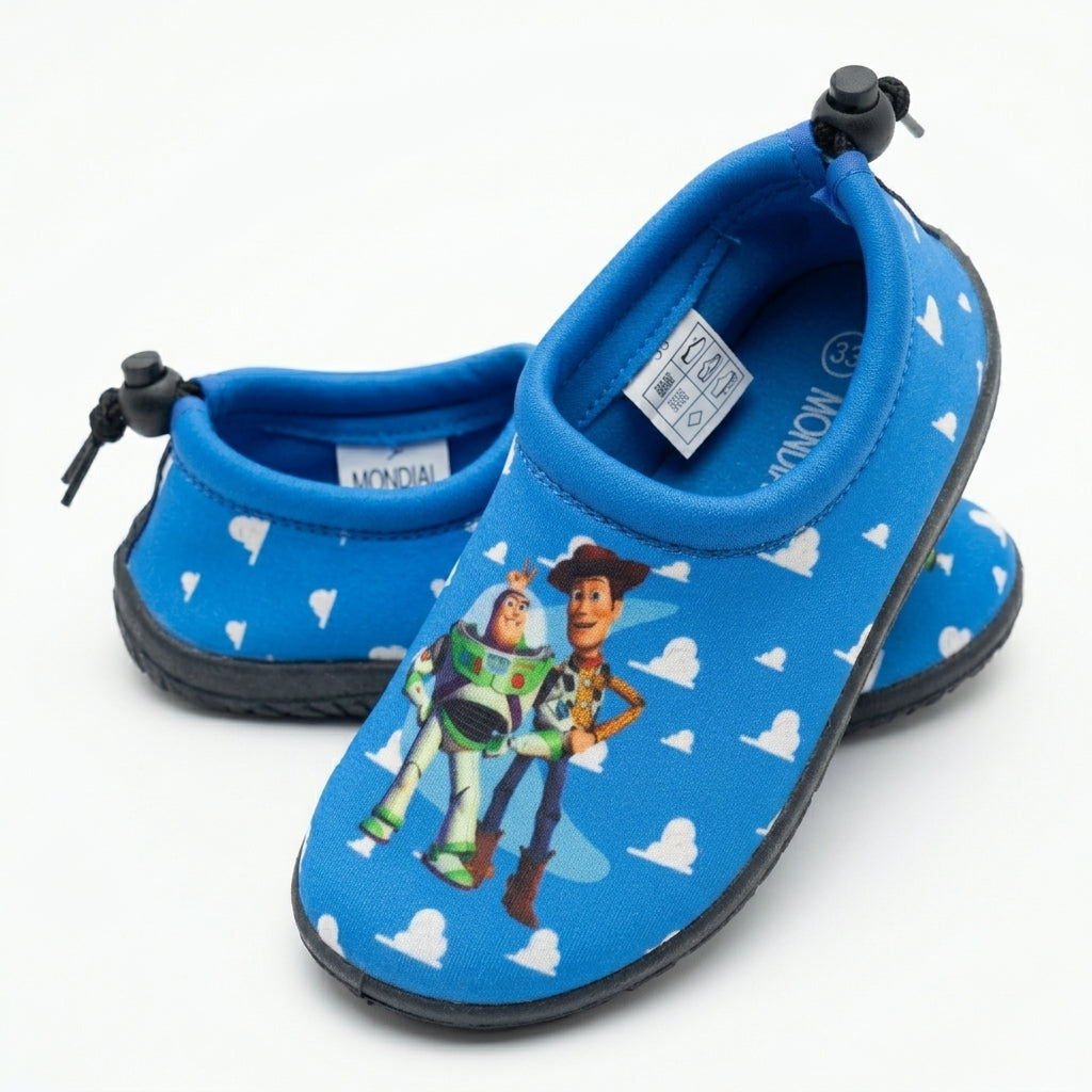 Kids Cartoon Print Aqua Shoes With Toggle Closure