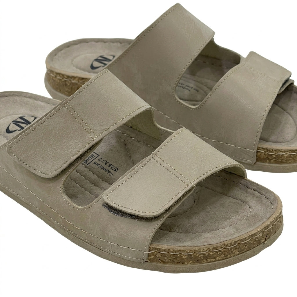 Double Strap Slip On Sandals