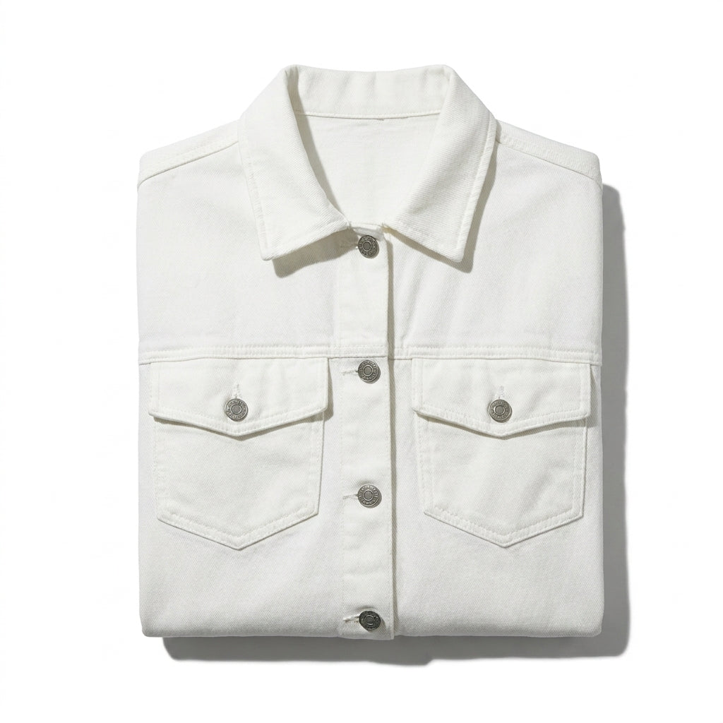 Girls Button Front Jacket With Flap Pockets
