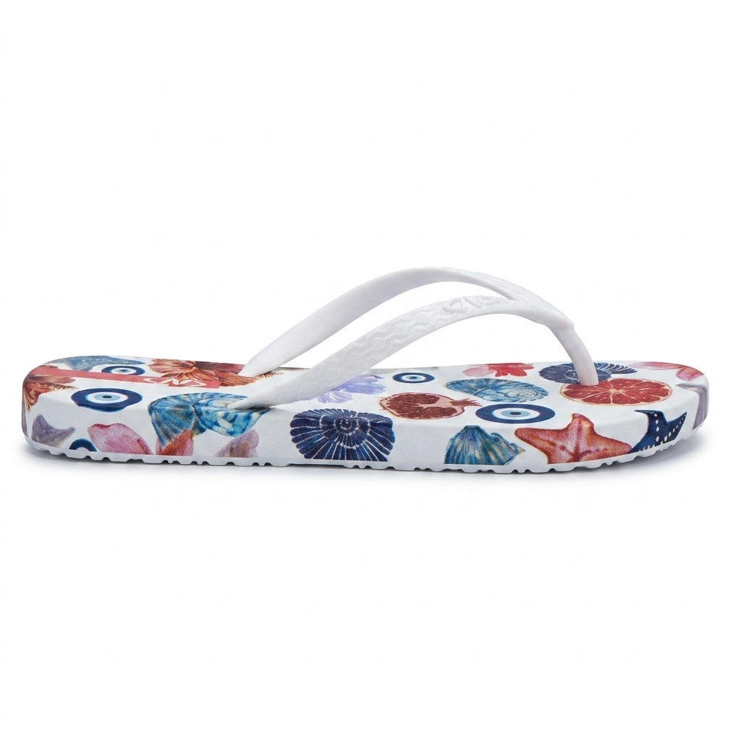 Women Floral And Evil Eye Print Flip Flop Slipper