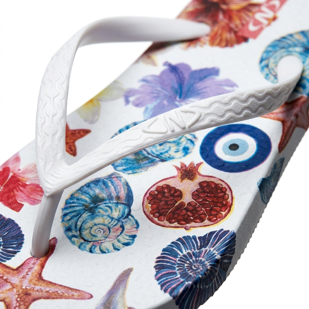Women Floral And Evil Eye Print Flip Flop Slipper