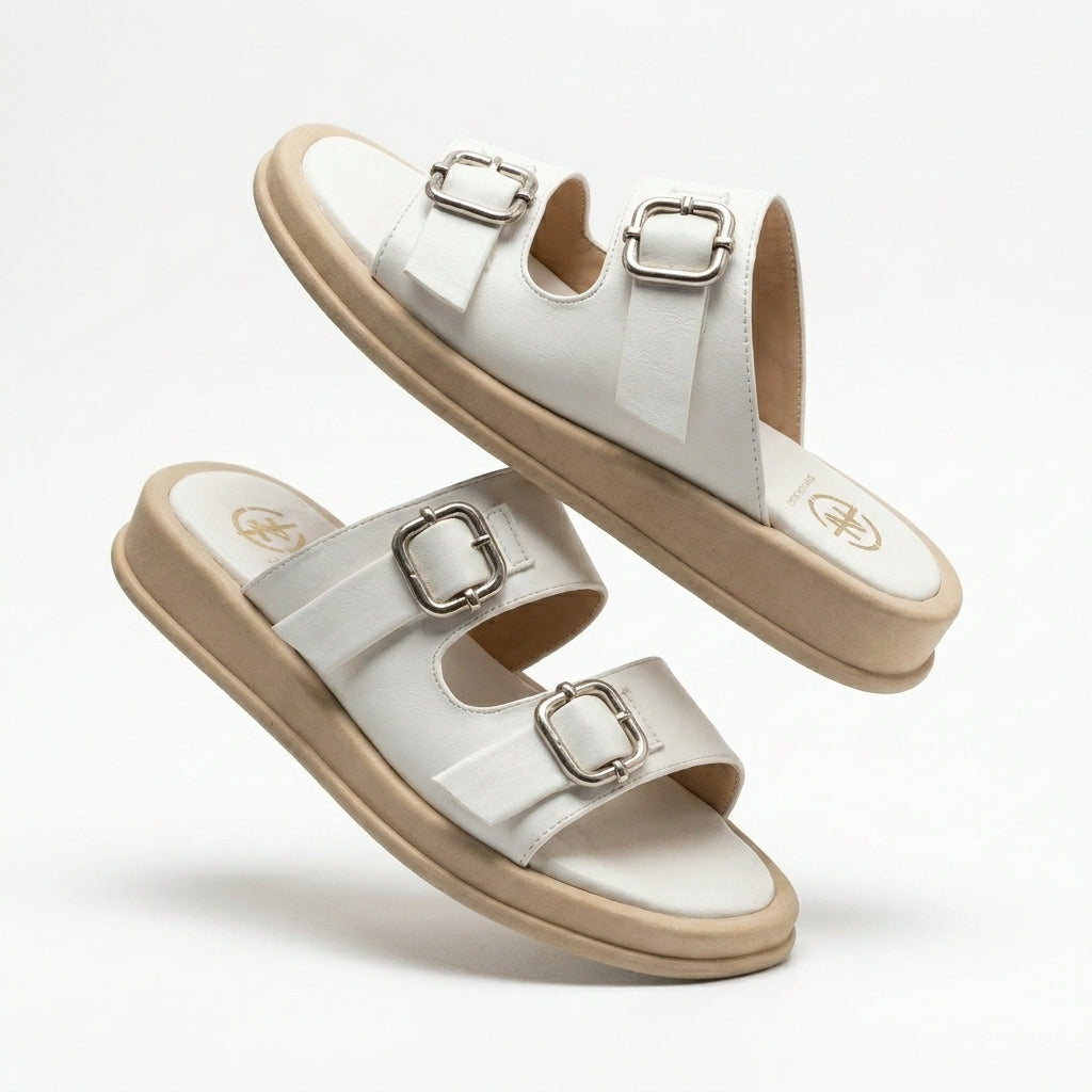Double Buckle Platform Slide Slipper