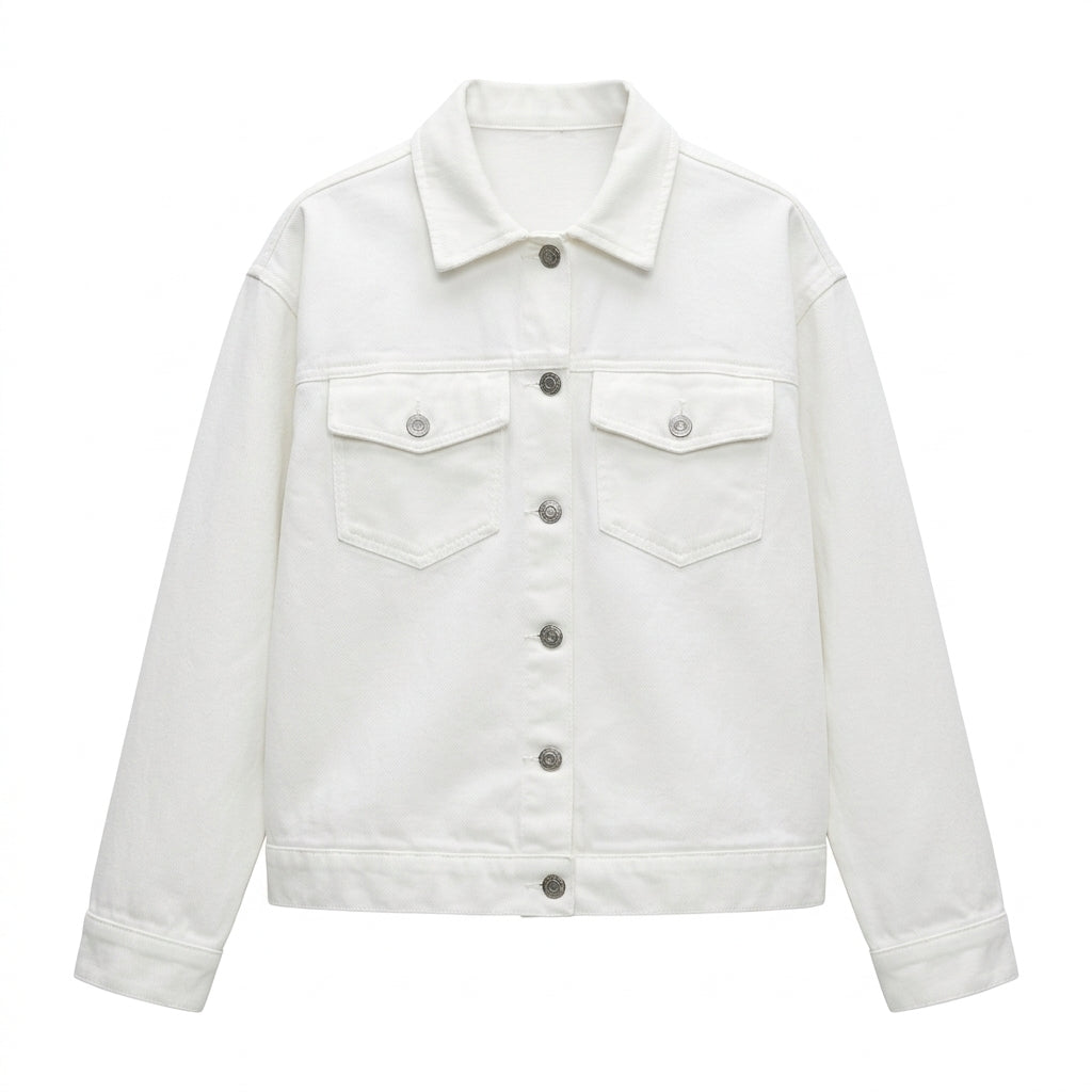 Girls Button Front Jacket With Flap Pockets