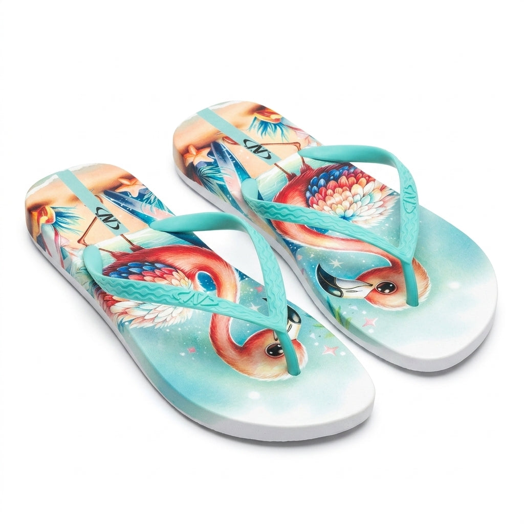 Women Tropical Flamingo Print Flip Flop Slipper