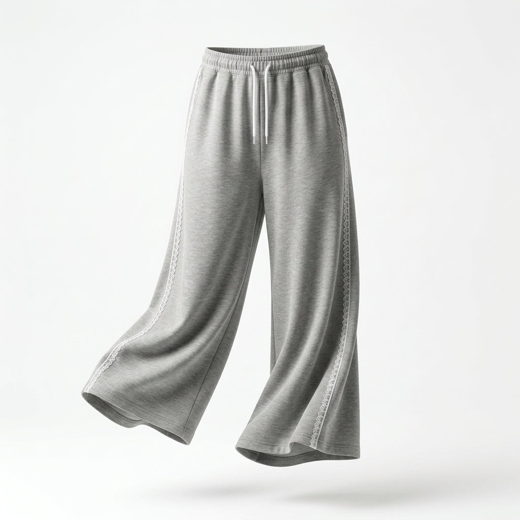 Wide Leg Lace Trim Lounge Pants