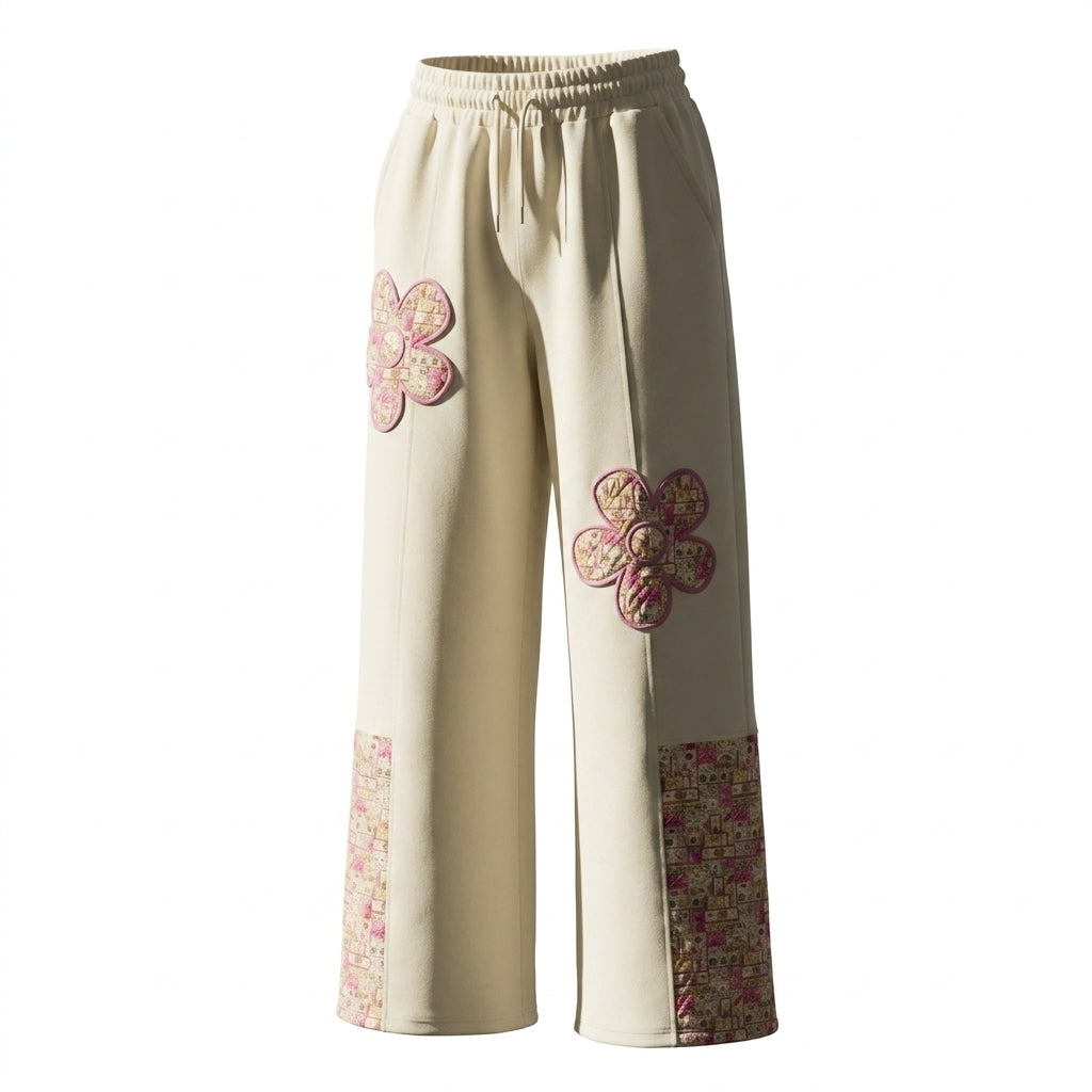 Girls Floral Patch Wide Leg Pants