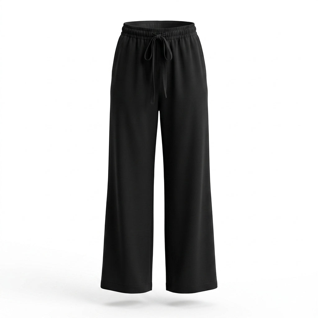 Casual Elastic Waist Wide Leg Pants