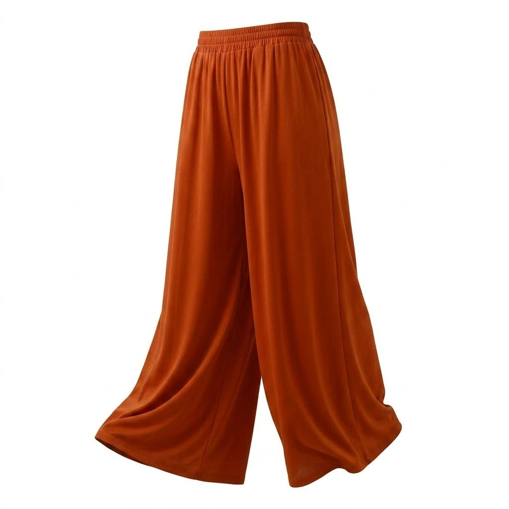 Casual Elastic Waist Wide Leg Pants
