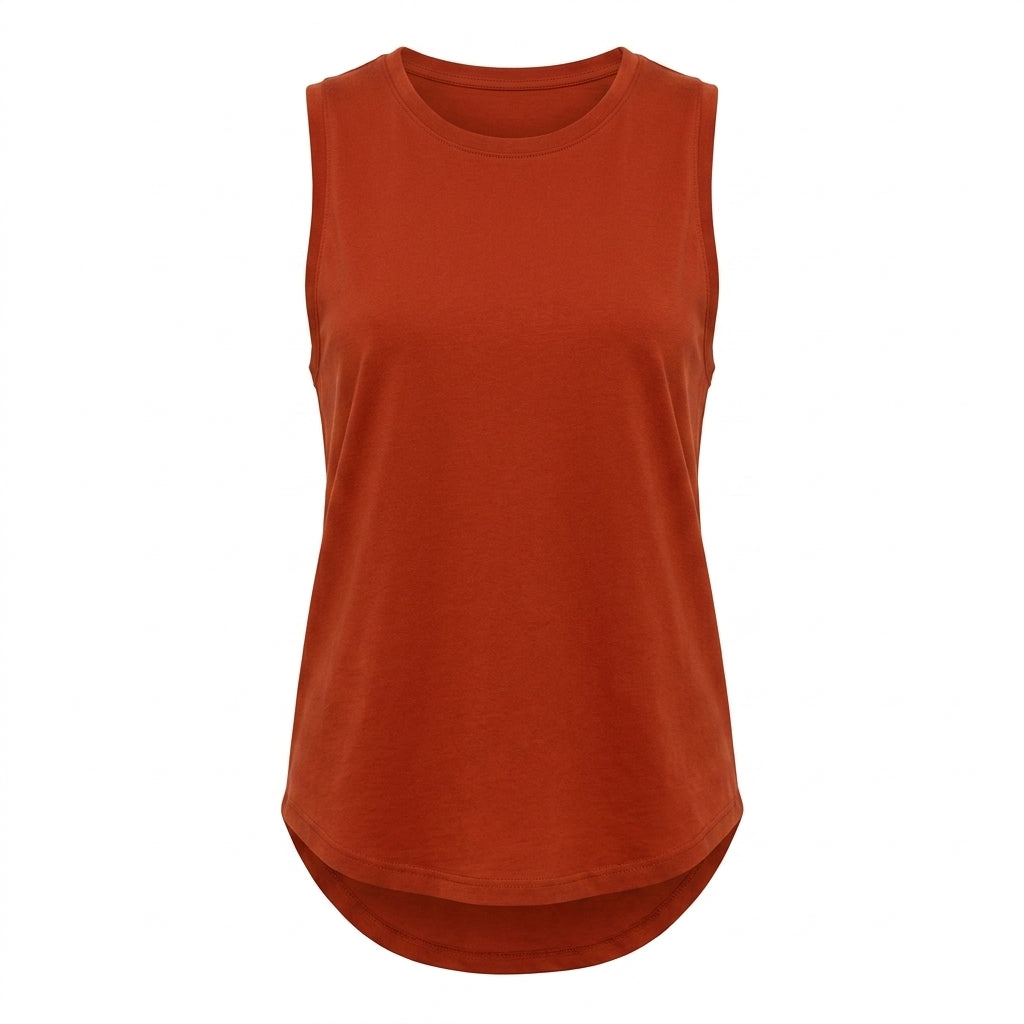 Women Sleeveless Curved Hem Tank Top