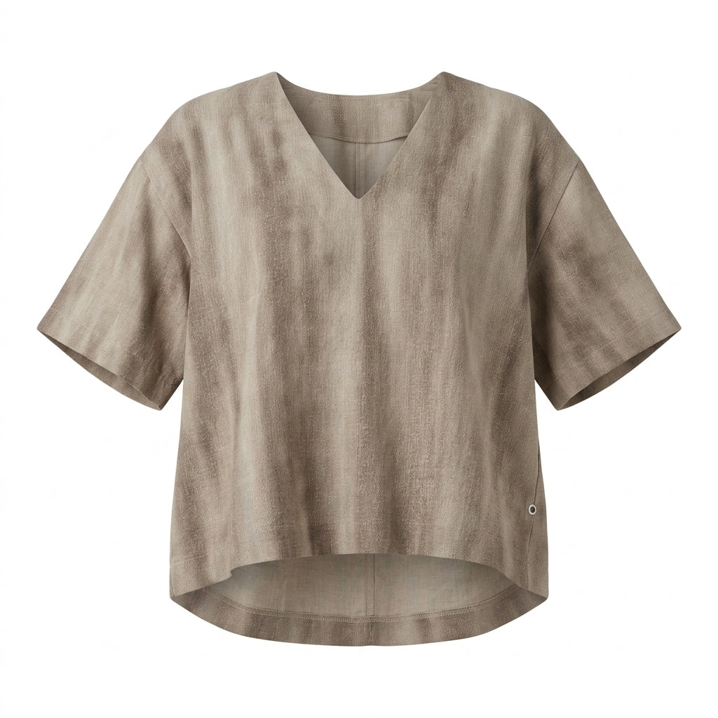 Women Textured V Neck Short Sleeve Top