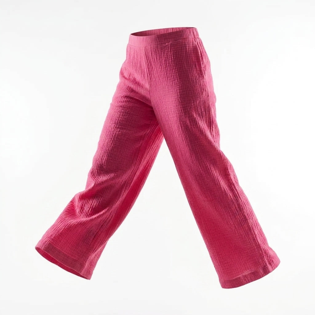 Girls Textured Wide Leg Pants