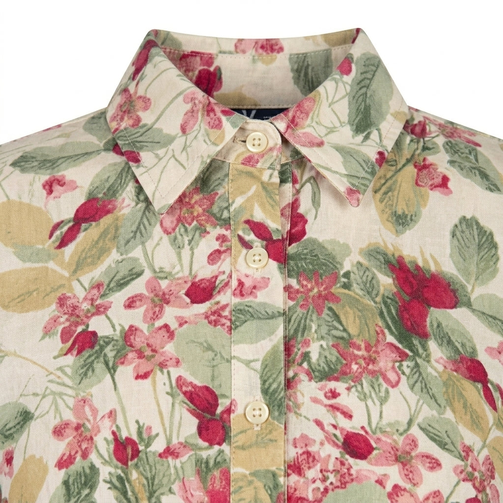 Casual Women Floral Button Down Maxi Shirt Dress With Ruffle Hem