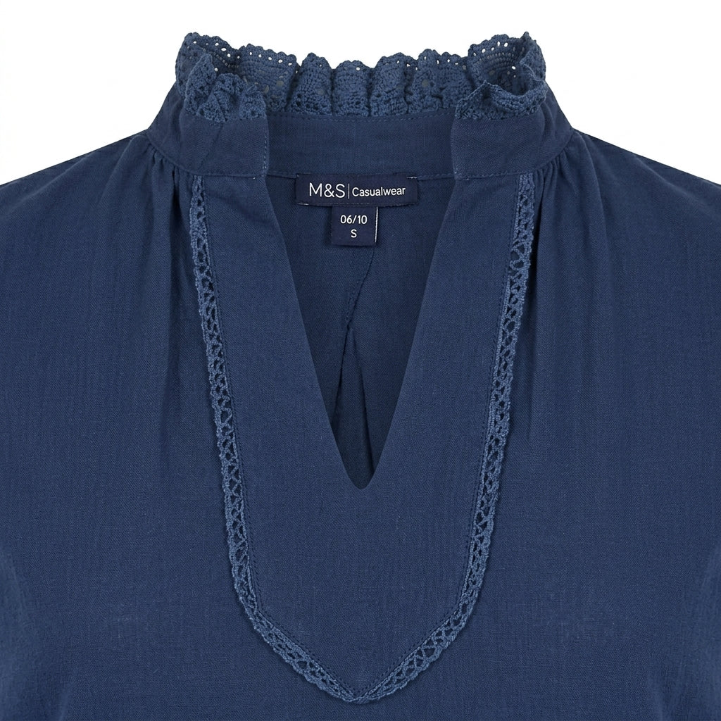 Women Lace Sleeve V Neck Blouse