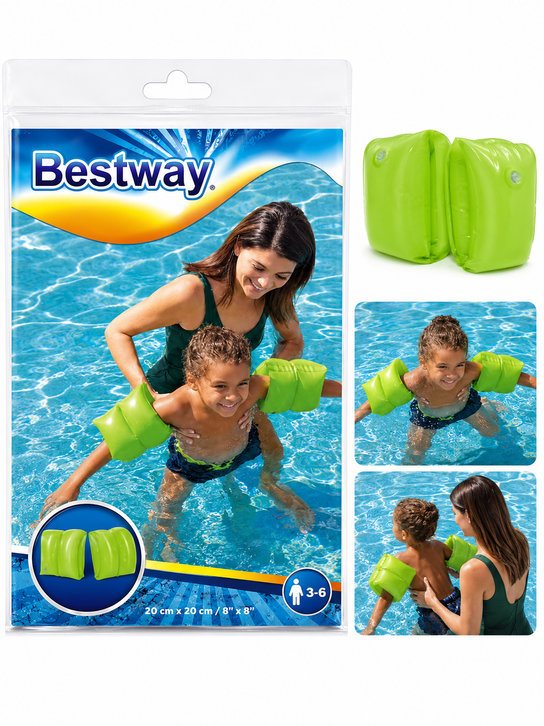 Kids Inflatable Swim Armbands 20 X 20 CM For Ages 3 To 6