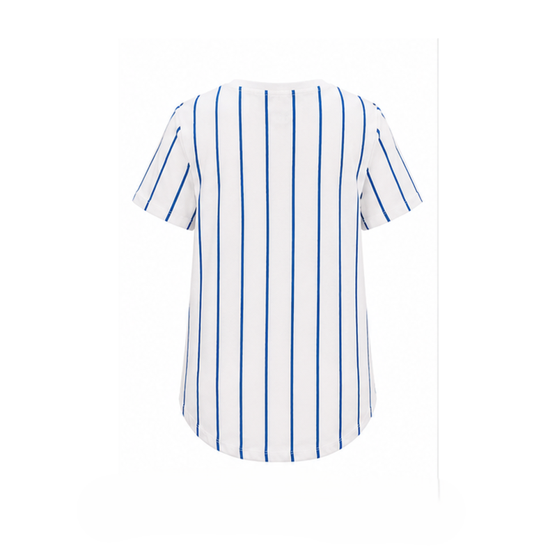 Women Striped Embroidered Short Sleeve Top