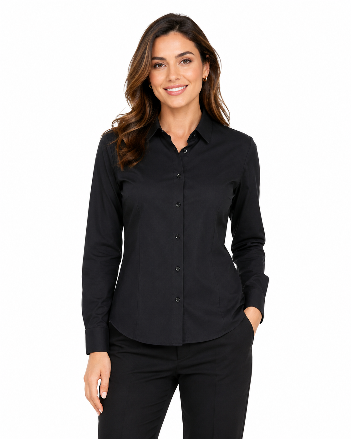 Women Tailored Button Front Shirt