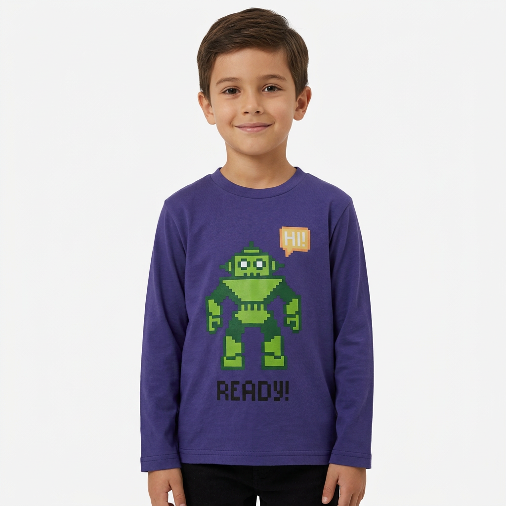 Kids Printed T-Shirt Round Neck Long Sleeve
