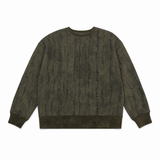 Distressed Jacquard Crew Neck Sweatshirt