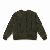 Distressed Jacquard Crew Neck Sweatshirt