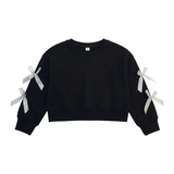 Girls Cropped Bow Sleeve Sweatshirt