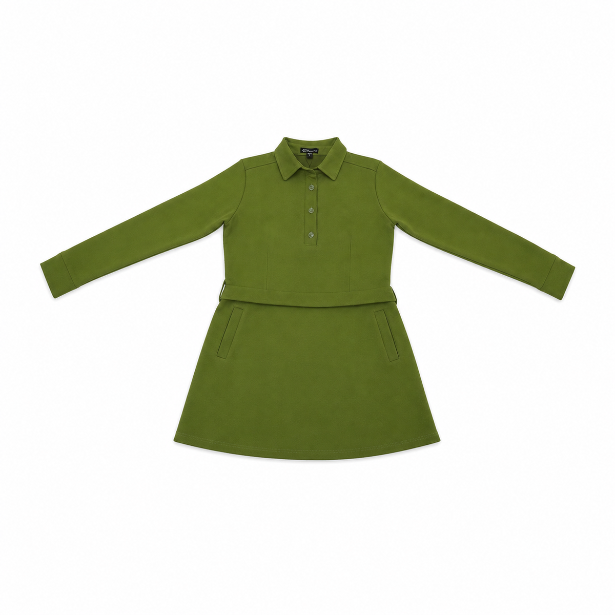 Women Suede Belted Long Sleeve Shirt Dress