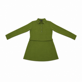 Women Suede Belted Long Sleeve Shirt Dress