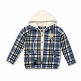 Kids Padded Hooded Plaid Jacket
