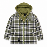 Kids Padded Hooded Plaid Jacket