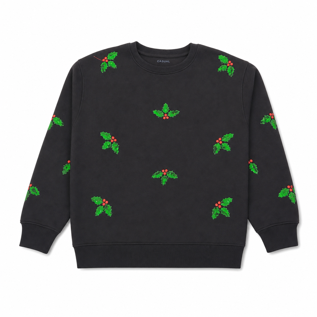 Women Sequin Holly Crew Neck Sweatshirt