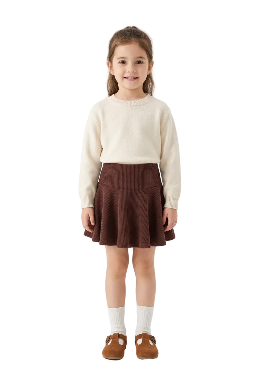 Toddler Girls Ribbed Flared Skirt