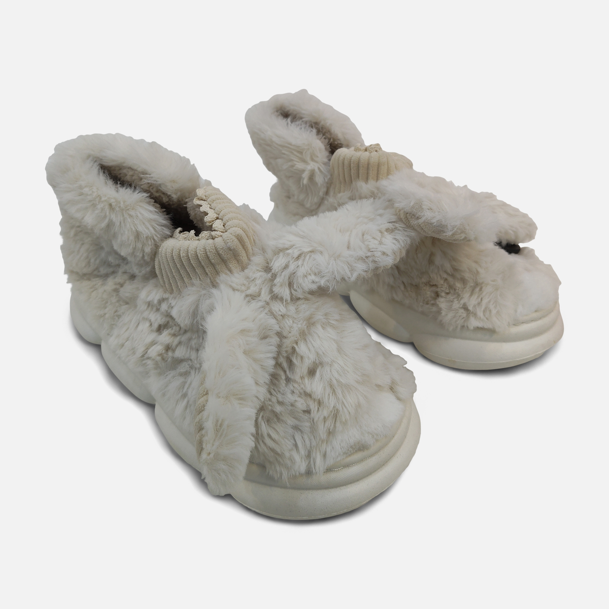 Women Plush Bunny Ear Slipper Boots