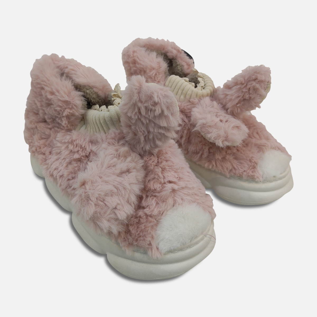 Women Plush Bunny Ear Slipper Boots