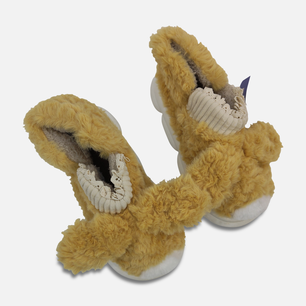 Women Plush Bunny Ear Slipper Boots