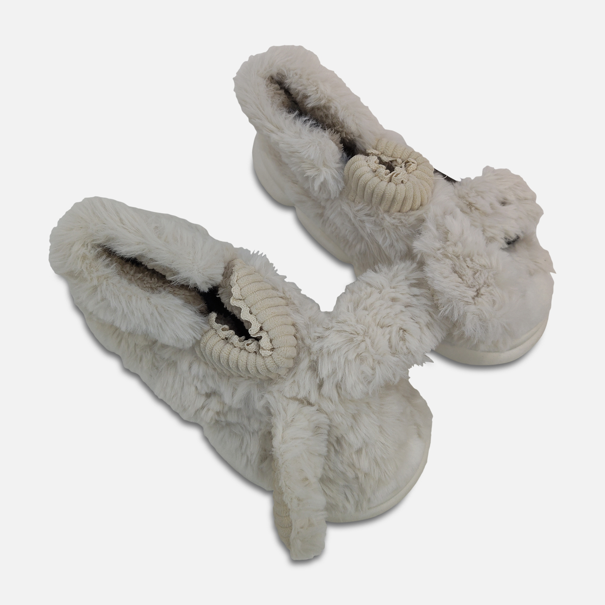Women Plush Bunny Ear Slipper Boots
