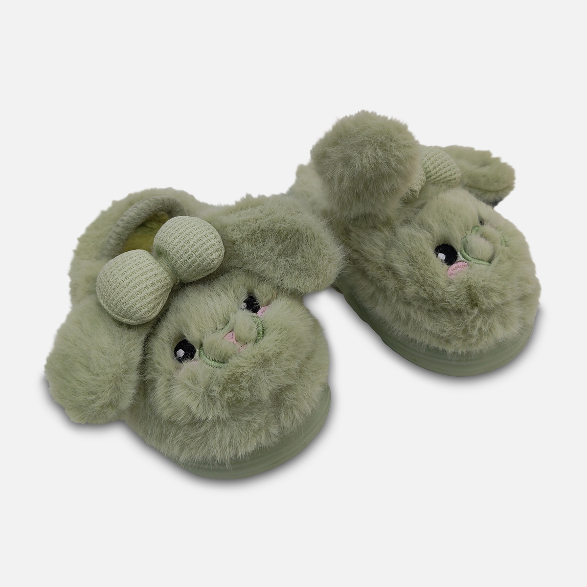 Girls Plush Slippers with Bow