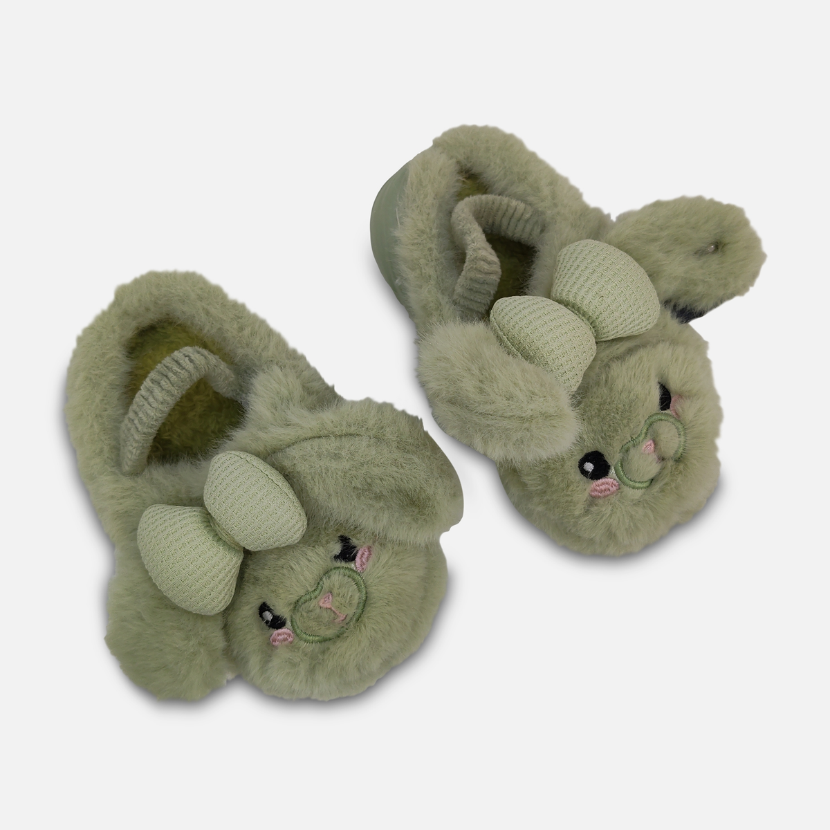 Girls Plush Slippers with Bow