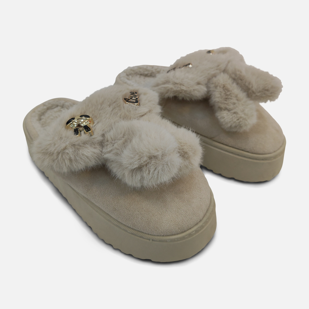 Women Faux Fur Platform Slippers