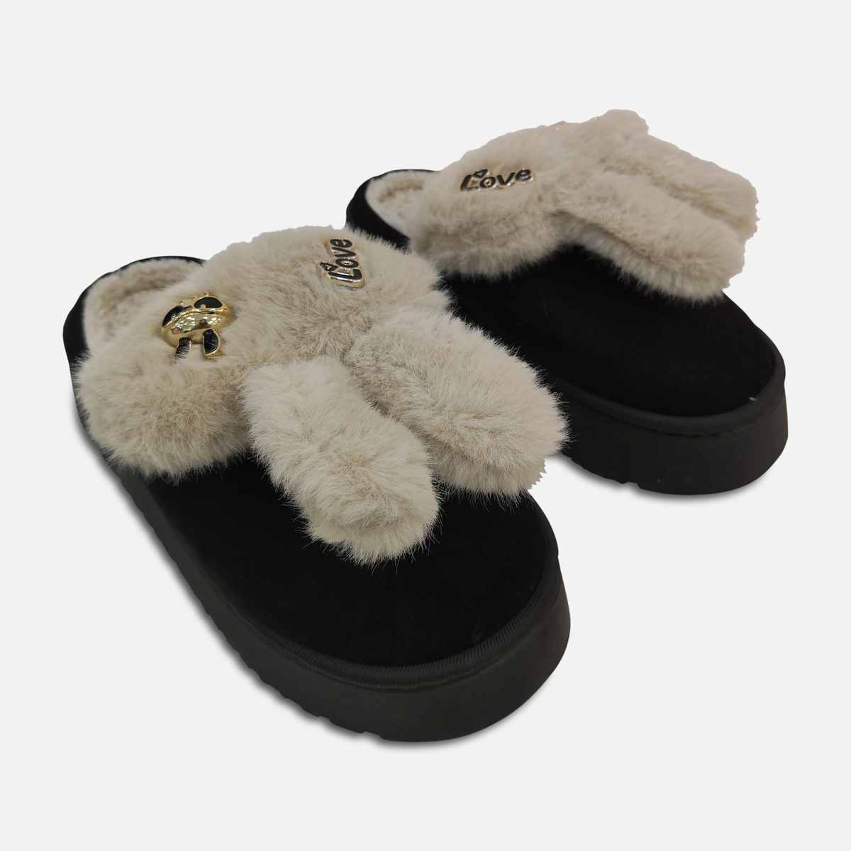 Women Faux Fur Platform Slippers