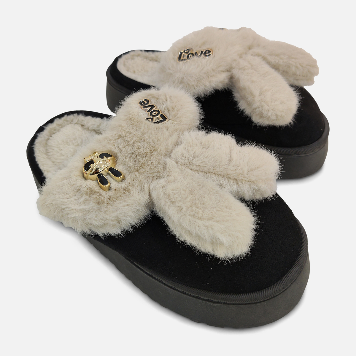 Women Faux Fur Platform Slippers