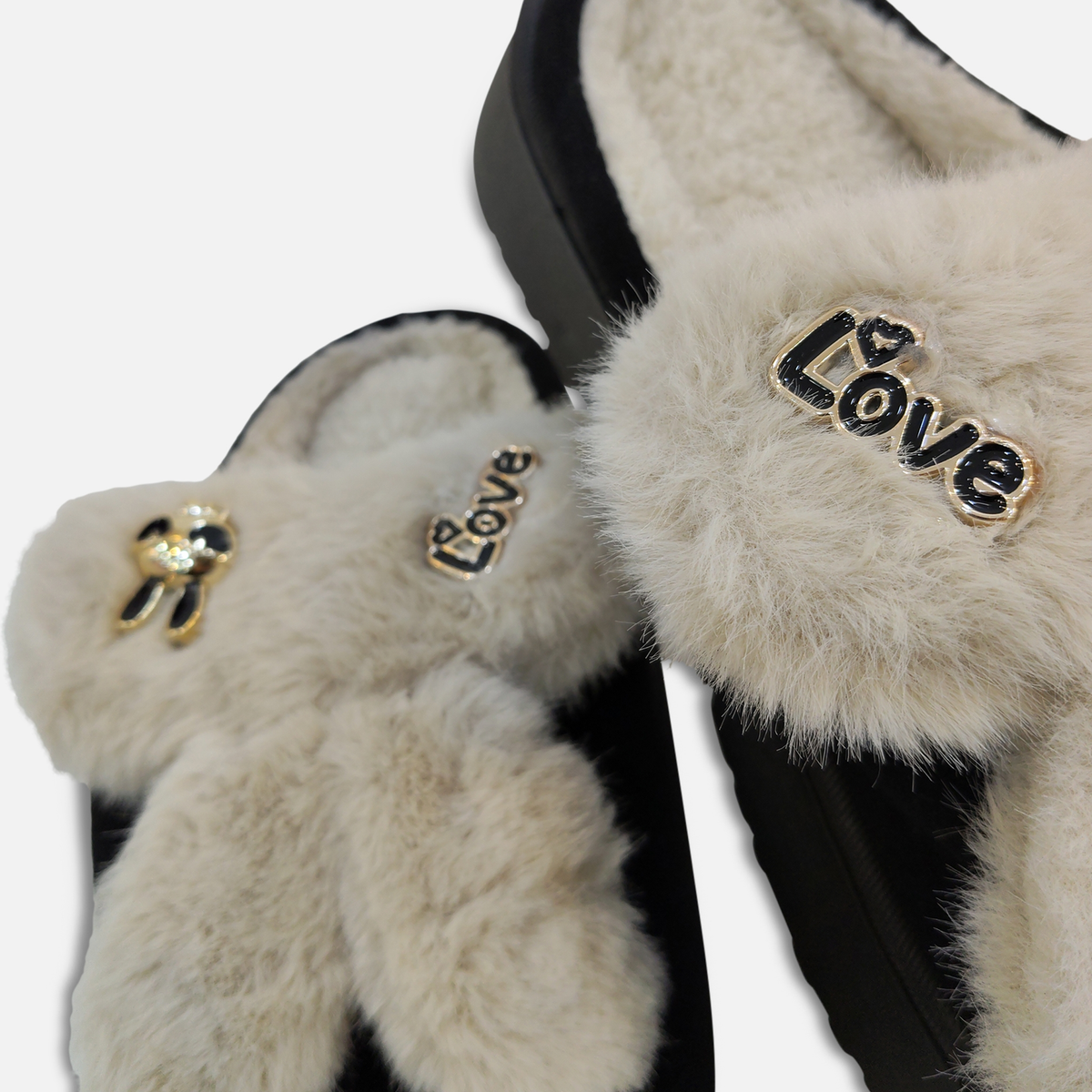 Women Faux Fur Platform Slippers