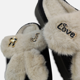 Women Faux Fur Platform Slippers