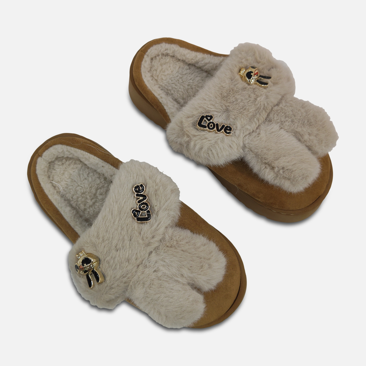 Women Faux Fur Platform Slippers