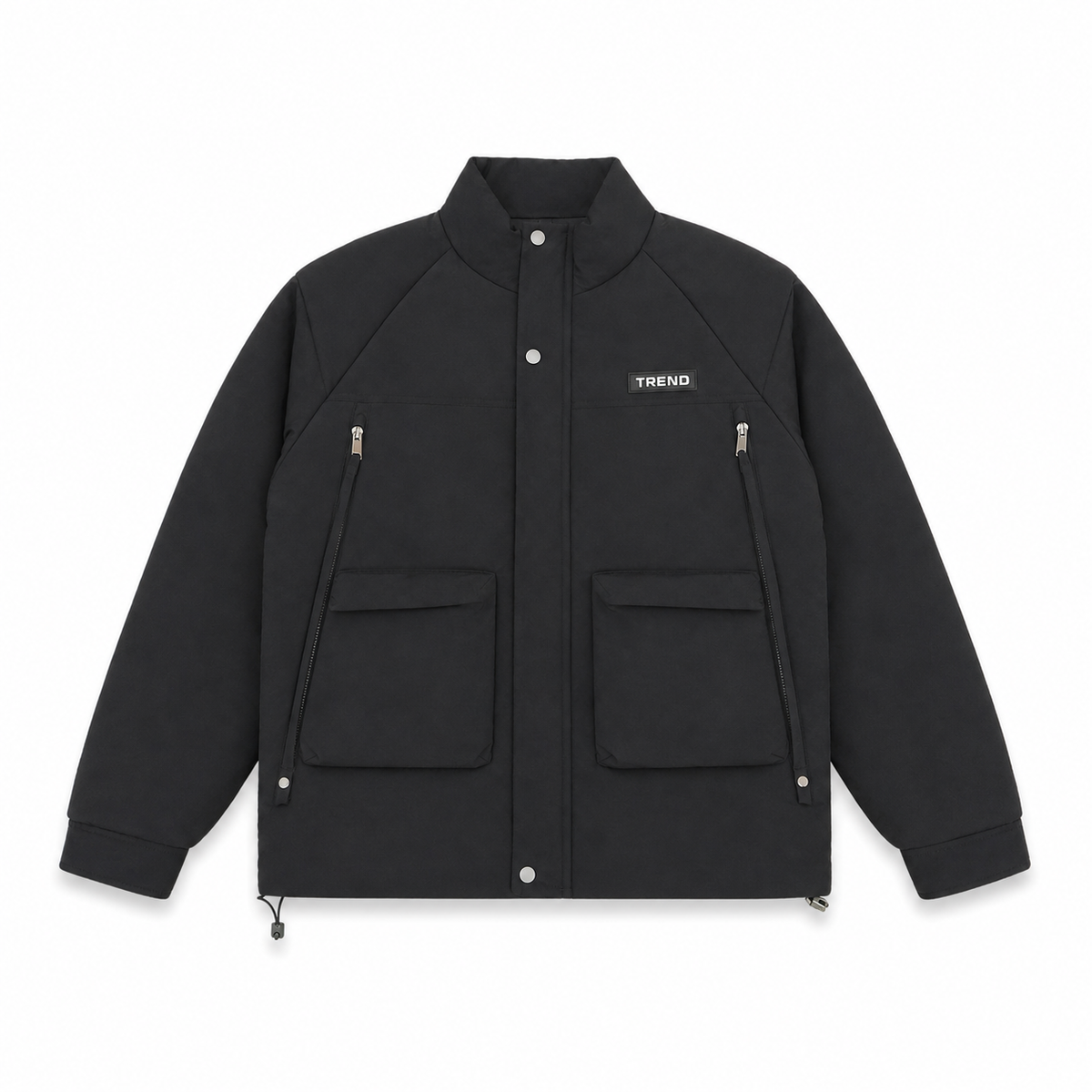 Men Padded Stand Collar Utility Jacket